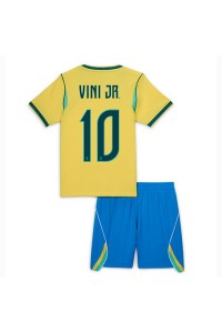 Brasilia Vinicius Junior #10 Jalkapallovaatteet Lasten Kotipeliasu MM-kisat 2026 Lyhythihainen (+ Lyhyet housut)
